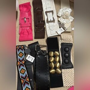 Women’s girls belts small medium new black brown camel pink gray beaded shell 19